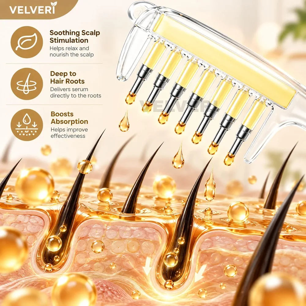 3-in-1 Hair Oil Applicator Comb | Refillable Oil Dispenser + Scalp Massager | Premium Hair Care Brush