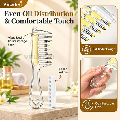 3-in-1 Hair Oil Applicator Comb | Refillable Oil Dispenser + Scalp Massager | Premium Hair Care Brush