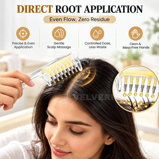 3-in-1 Hair Oil Applicator Comb | Refillable Oil Dispenser + Scalp Massager | Premium Hair Care Brush