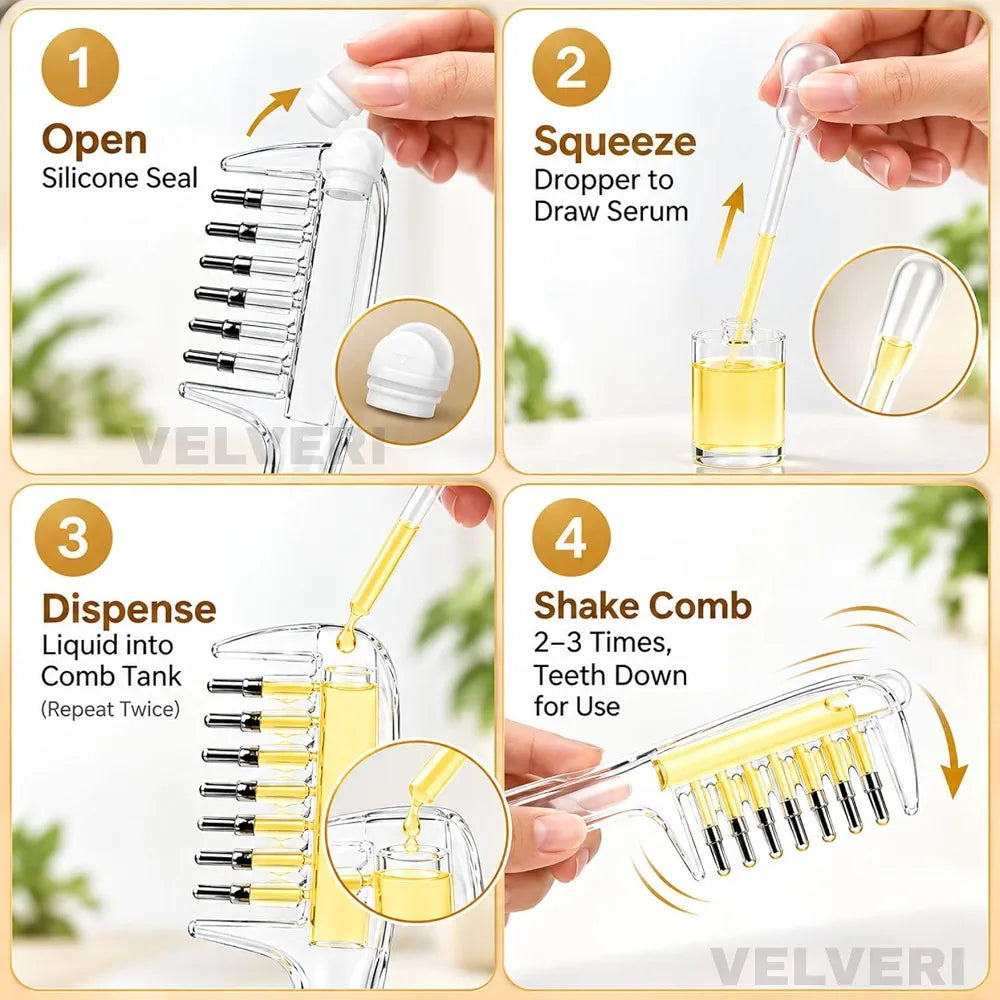 3-in-1 Hair Oil Applicator Comb | Refillable Oil Dispenser + Scalp Massager | Premium Hair Care Brush