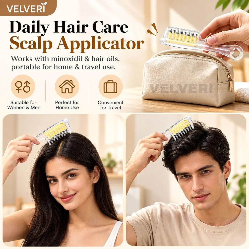 3-in-1 Hair Oil Applicator Comb | Refillable Oil Dispenser + Scalp Massager | Premium Hair Care Brush
