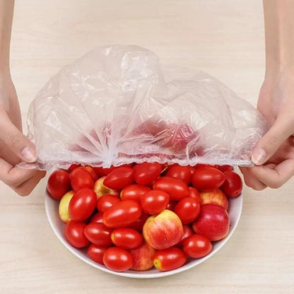 Set of 100 Plastic Stretchable Bowl Covers
